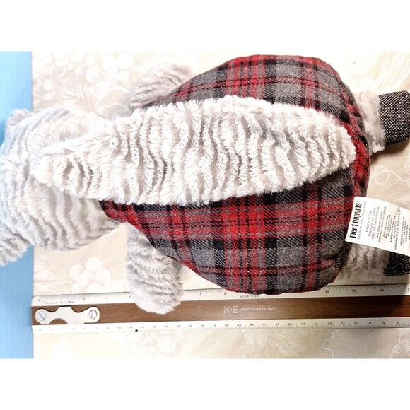 Pier 1 Imports Bentley Gray Fox Plush Stuffed Animal Plaid Stuffie Toy 15" - Picture 11 of 11